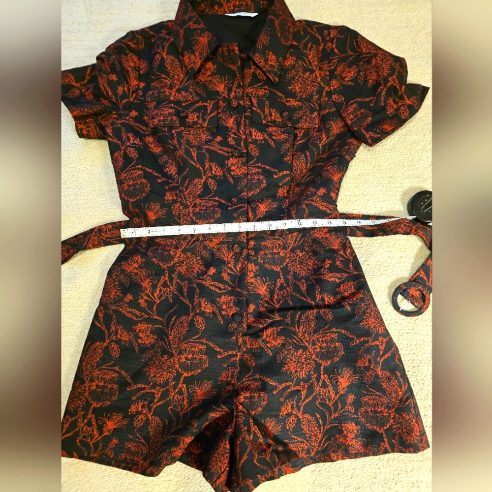 Amanda Uprichard - Revolve - NEW Black & Red Jacquard Romper Sz Large -Ret$260! - Picture 12 of 16